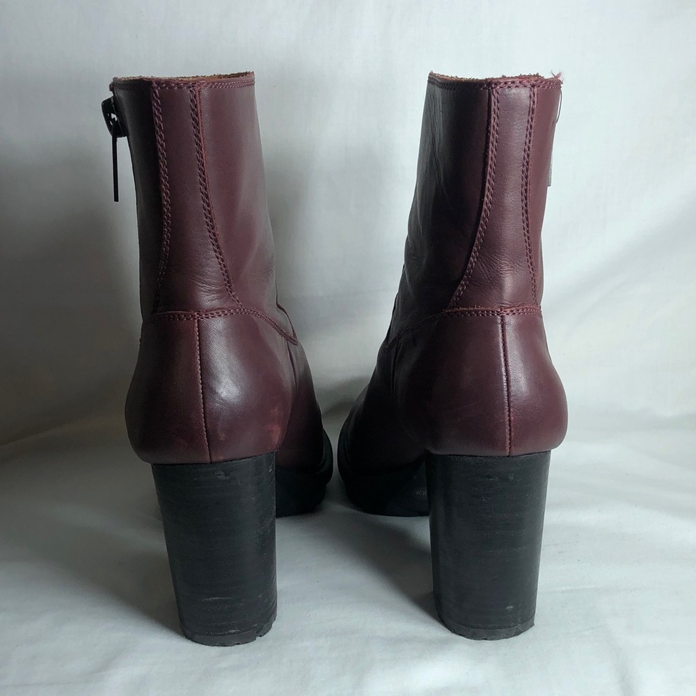 Lucky Brand Women's Wine Leather Block Heel Ankle Bajax Boots, Size 8 1/2M - Picture 5 of 11